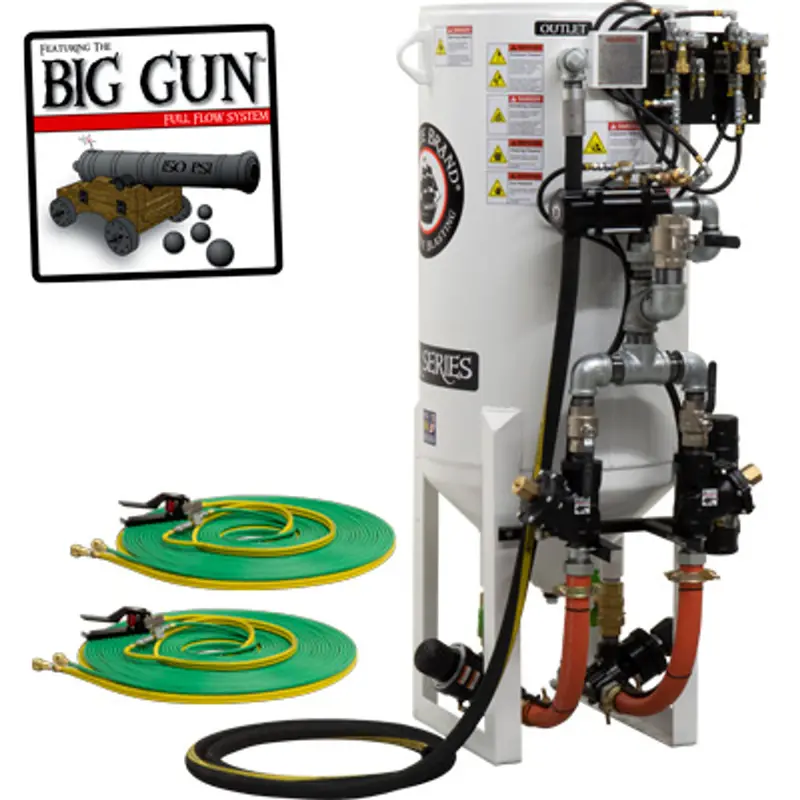Pirate S-Series 10 Cu Ft Hose-Mounted Double-Outlet Abrasive Blast Pot With Pressure Release & Pneumatic Controls 1