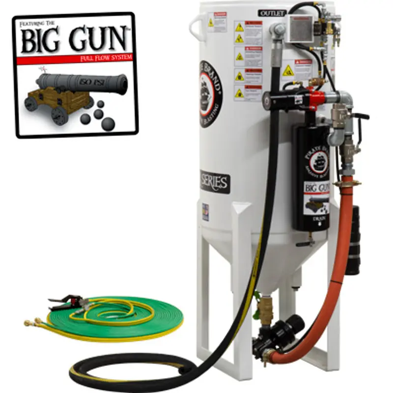 Pirate S-Series 10 Cu Ft Hose-Mounted Single-Outlet Abrasive Blast Pot With Pressure Release & Pneumatic Controls 1