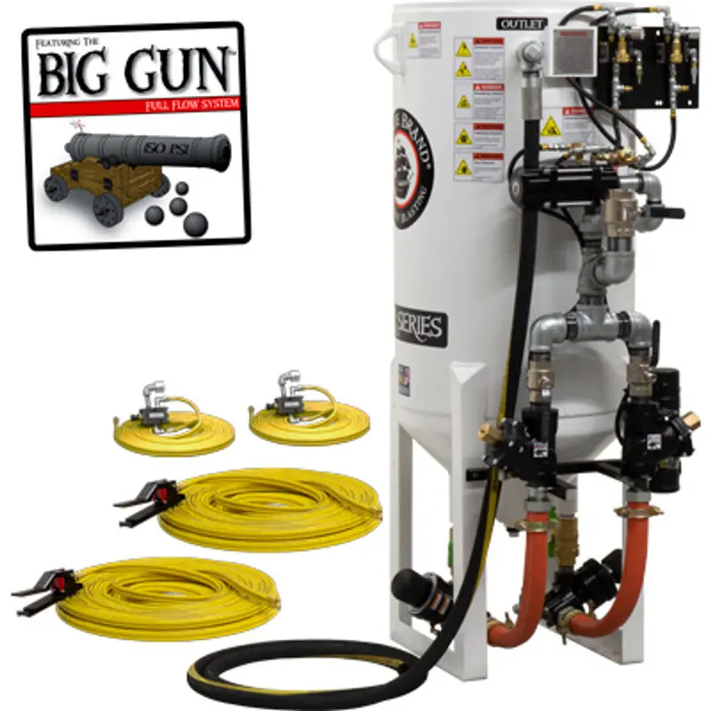 Pirate S-Series 10 Cu Ft Wall-Mounted Double-Outlet Abrasive Blast Pot With Pressure Release & Pneumatic Controls 1