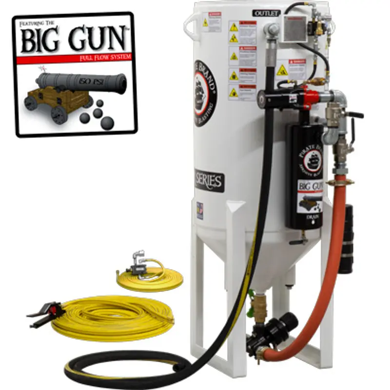 Pirate S-Series 10 Cu Ft Wall-Mounted Single-Outlet Abrasive Blast Pot With Pressure Release & Pneumatic Controls 1