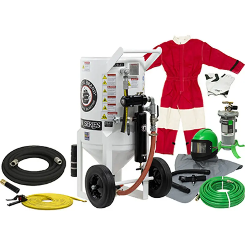 Pirate S-Series 6.5 Cu Ft. Silver Abrasive Blasting System – Portable Pressure Blast Pot With Pneumatic Controls 1