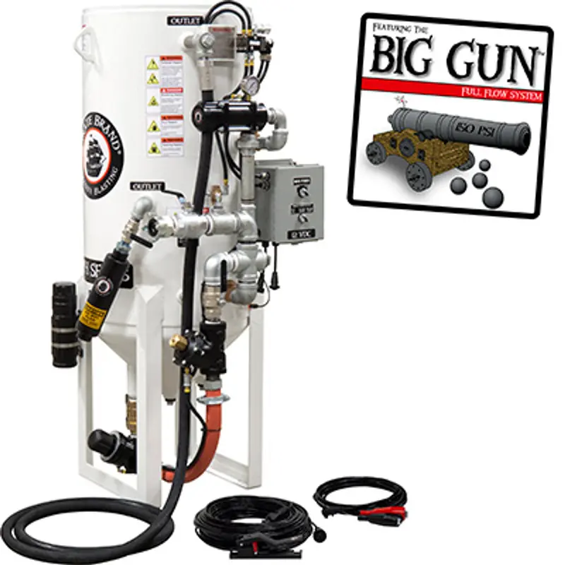 Pirate S-Series Dual-Chamber 8 Cu Ft Blast Pot – Stationary, Single Outlet, Standard Model With 12Vdc Electric Controls 1