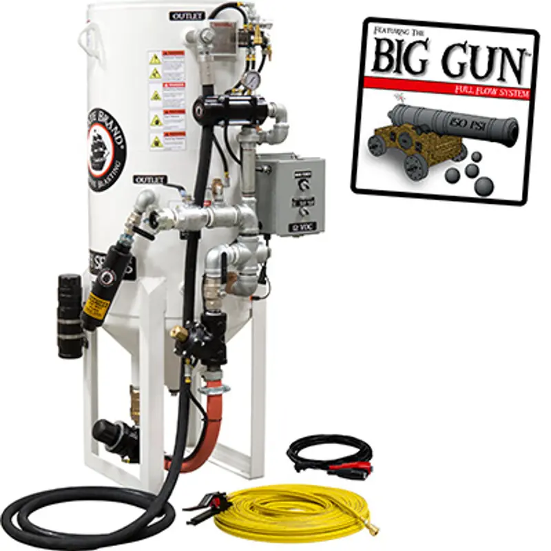 Pirate S-Series Dual-Chamber 8 Cu Ft Blast Pot – Stationary, Single Outlet, Standard Model With Pneumatic Controls 1