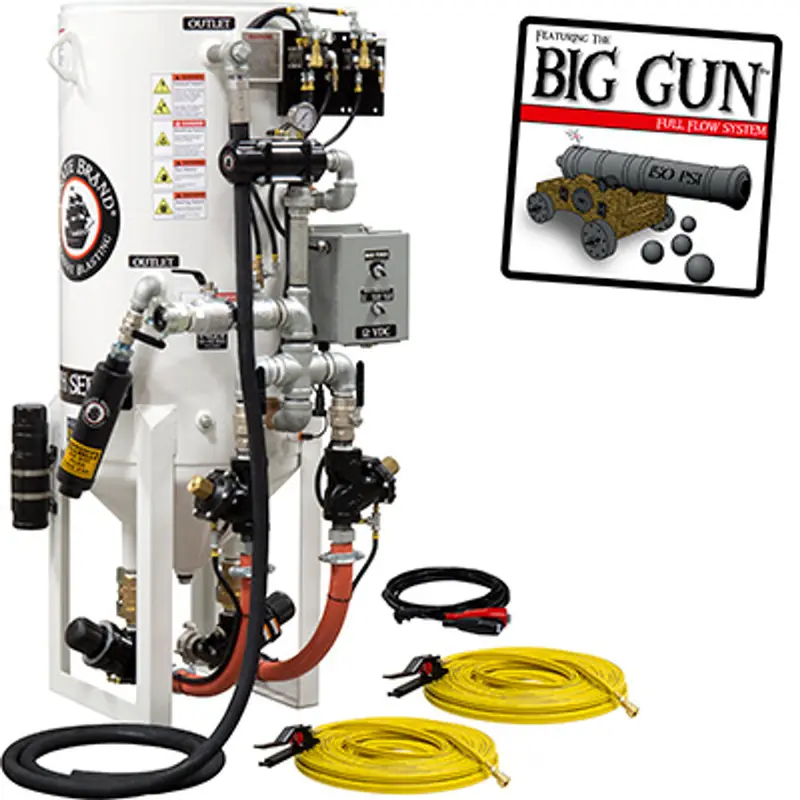 Pirate S-Series Dual-Chamber 8 Cu Ft Stationary Blast Pot: Double Outlet Standard Model With Pneumatic Controls 1