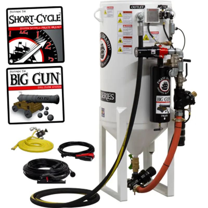 Pirate S-Series Short-Cycle™ 10 Cu Ft Blast Pot – Stationary, Single Outlet, Standard Model With Pressure Release System & 12Vdc Electric Controls 1