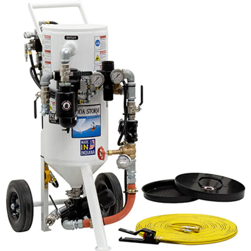 Pirate Soda Storm 1.5 Cu Ft Portable Blast Pot – Pressure Hold System, Pneumatic Controls (No Hose Or Nozzle) 1
