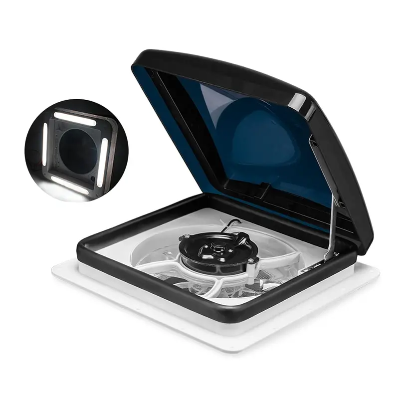 Rv Roof Vent Fan With Integrated Led Lighting – 12V Exhaust Fan With Rain Cover 1