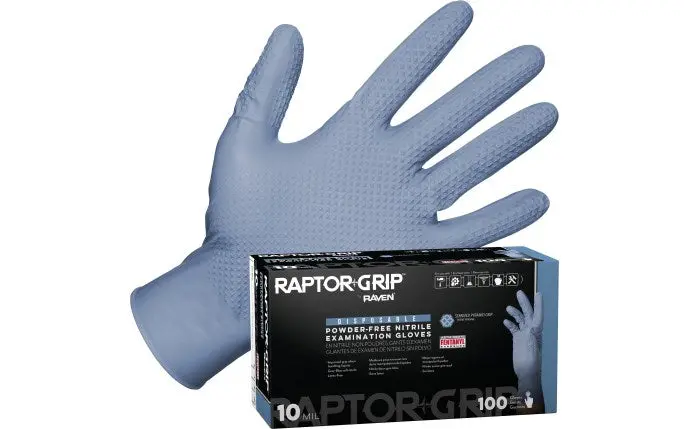 Sas Raptor Grip™ 10 Mil Nitrile Exam Gloves – Powder-Free 1