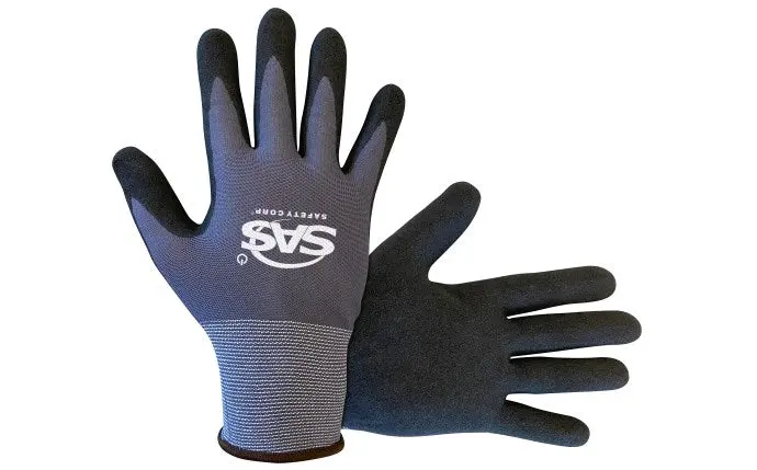 Sas Single-Dip Sandy-Finish Nitrile Palm Gloves 1