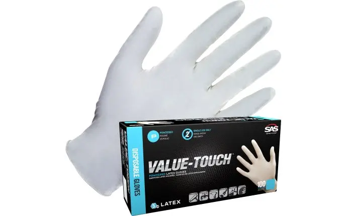 Sas Value-Touch® Powdered 5 Mil Latex Disposable Gloves 1