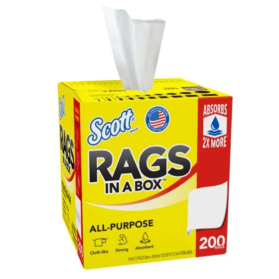 Scott Disposable Rag-In-A-Box – 8-Box Pack, Low-Lint Shop Rags 1
