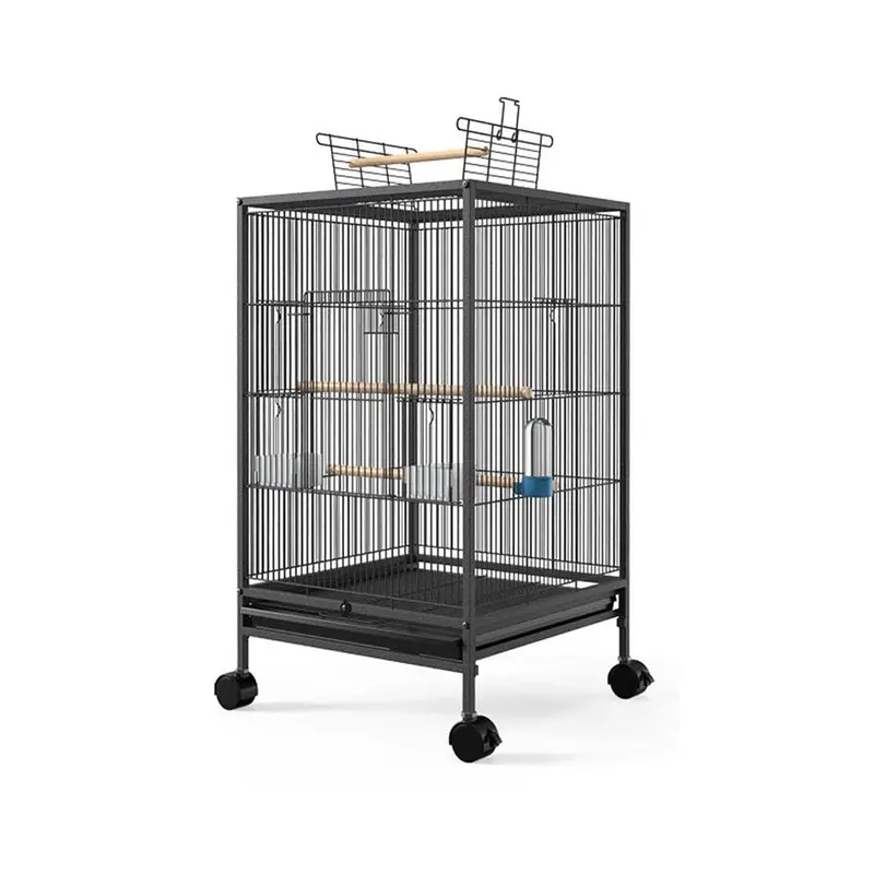 Spacious Parrot Cage With Perches, Carrier Wheels, And Removable Tray 1