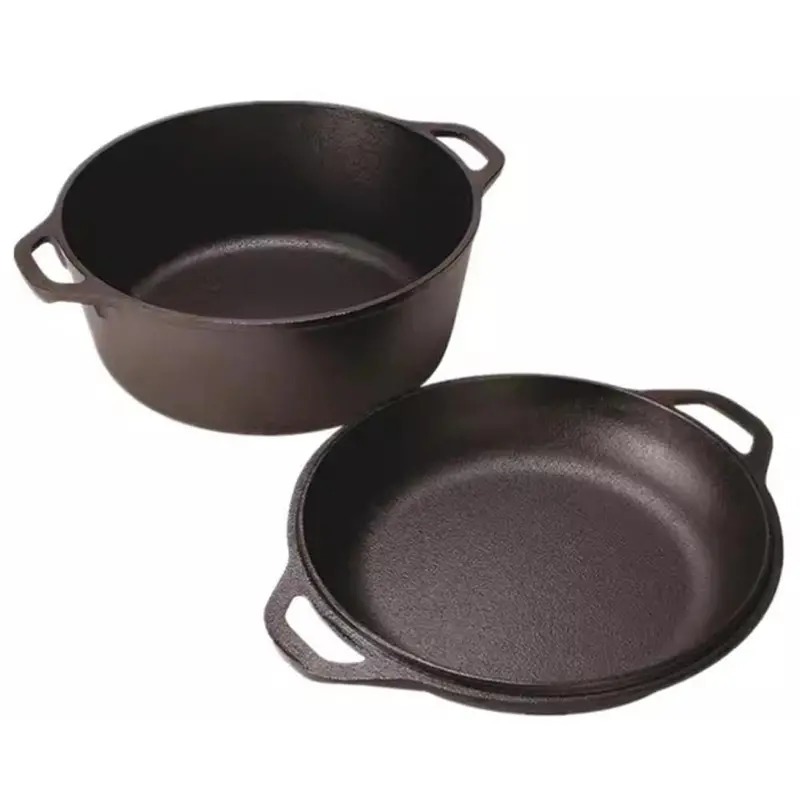 Versatile Cast Iron Dutch Oven With Reversible Skillet Lid 1