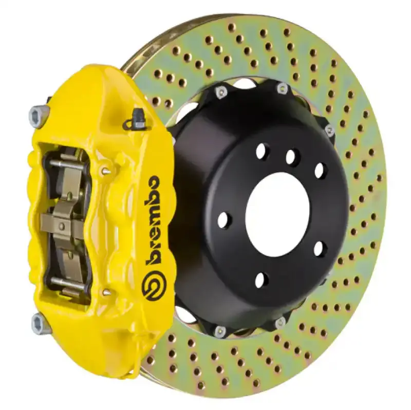Brembo Gt Rear Big Brake Kit – 345X28Mm Drilled Two-Piece Rotors, 4-Piston Calipers, Yellow Finish (Viper Fitment) 1