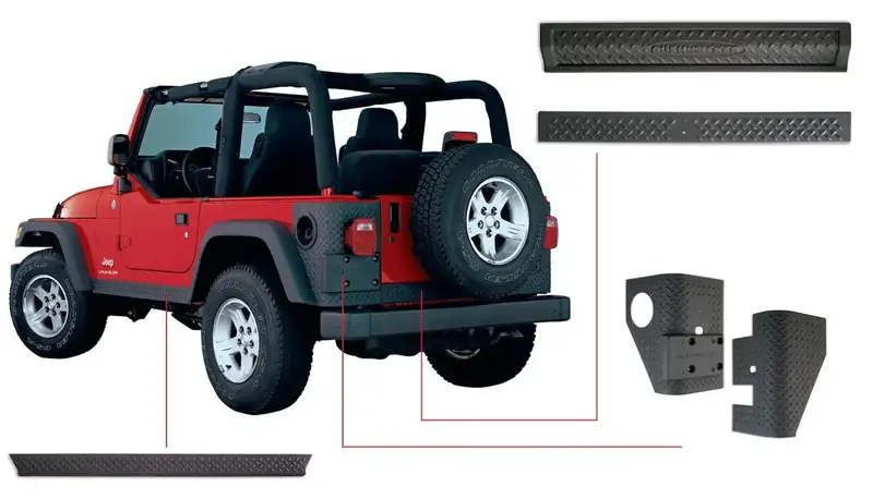 Bushwacker Trail Armor Fender Flare Kit – 6-Piece For 1997–2006 Jeep Tj 1