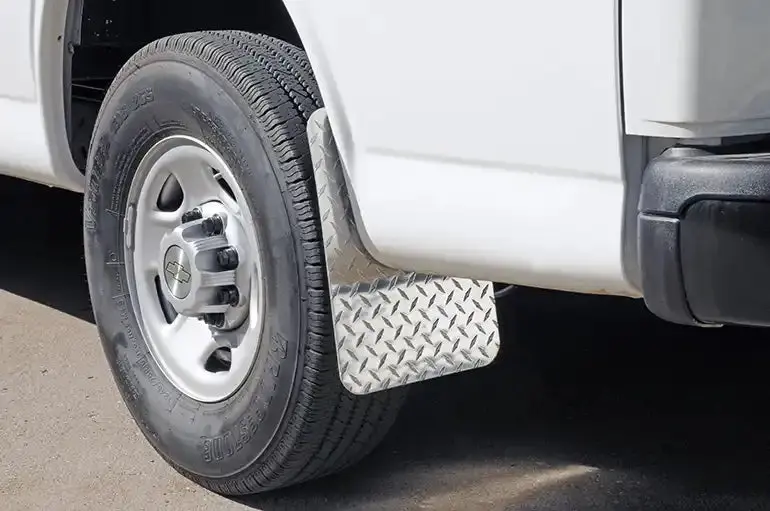 Dee Zee Brite-Tread Universal Mud Flaps – 12" X 16", Glossy Aluminum Finish (Dz1800) 1