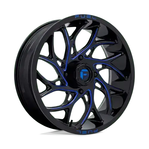 Fuel Off-Road D778 Alloy Wheel – 18X7 Inches, 4X137 Bolt Pattern, Gloss Black With Machined Face And Blue Accents 1