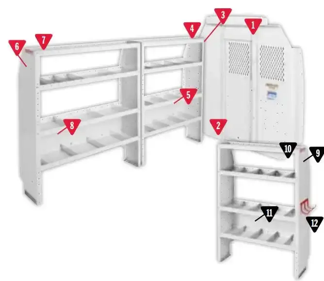 Promaster 118" Wheelbase Commercial Van Shelving System – Cargo Organizer Kit 1